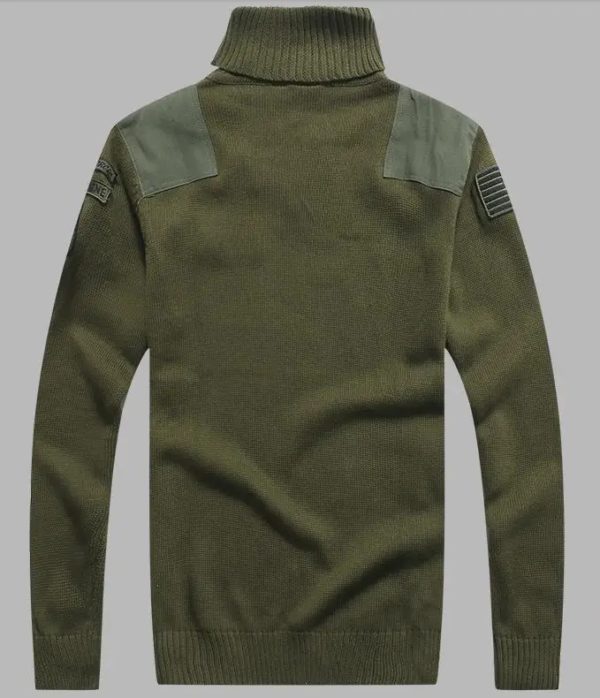 BONOMEGA-Pull Militaire à Col Haut pour Homme, Design Patch, Style Dull Armée, Décontracté, Optique, Automne Hiver – Image 2