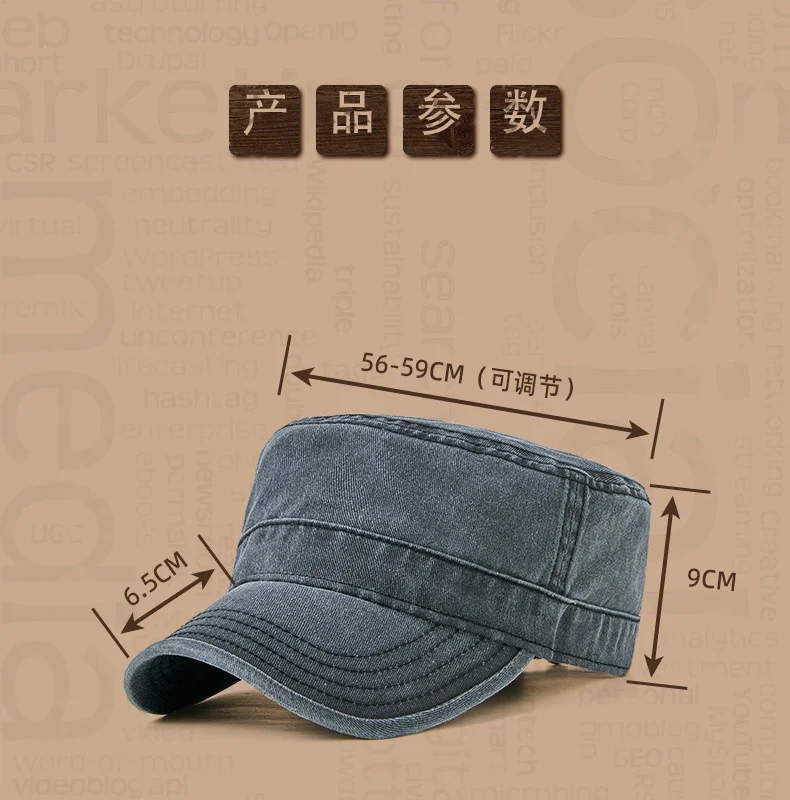 Chapeau de loisirs en pur coton pour homme et femme, casquette de soleil, style militaire, disponible en grande taille, 55-59cm, 60-65cm, collection printemps été 2023