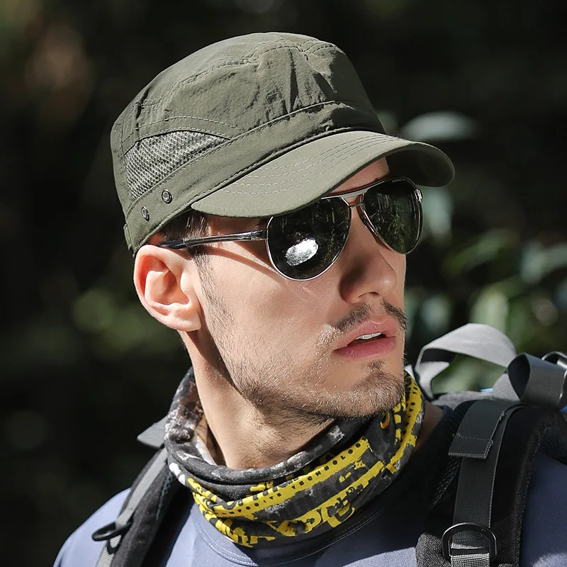 Casquette Militaire à Visière pour Homme, Chapeau de Camionneur, Réglable, Solide, Protection Solaire, Collection Printemps Été