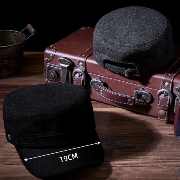 Casquette plate en feutre pour papa, chapeau militaire en laine pour homme d'âge moyen et homme d'élan, casquettes de baseball décontractées pour hommes, 55-60cm, automne et hiver 2024 – Image 3