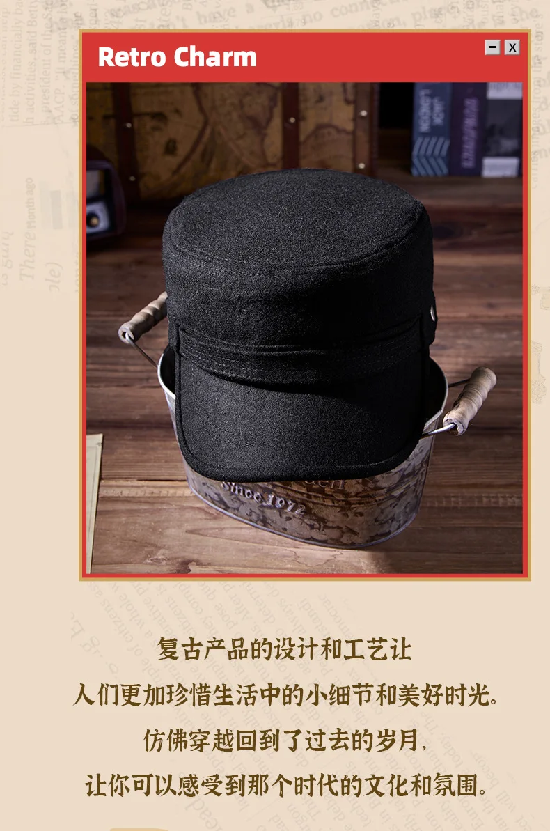 Casquette plate en feutre pour papa, chapeau militaire en laine pour homme d'âge moyen et homme d'élan, casquettes de baseball décontractées pour hommes, 55-60cm, automne et hiver 2024