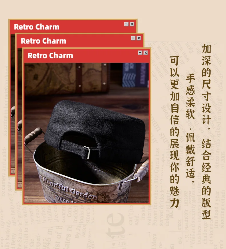 Casquette plate en feutre pour papa, chapeau militaire en laine pour homme d'âge moyen et homme d'élan, casquettes de baseball décontractées pour hommes, 55-60cm, automne et hiver 2024