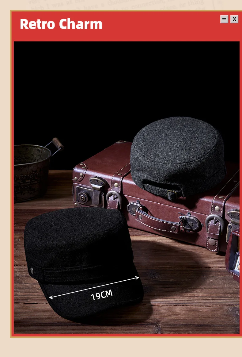 Casquette plate en feutre pour papa, chapeau militaire en laine pour homme d'âge moyen et homme d'élan, casquettes de baseball décontractées pour hommes, 55-60cm, automne et hiver 2024