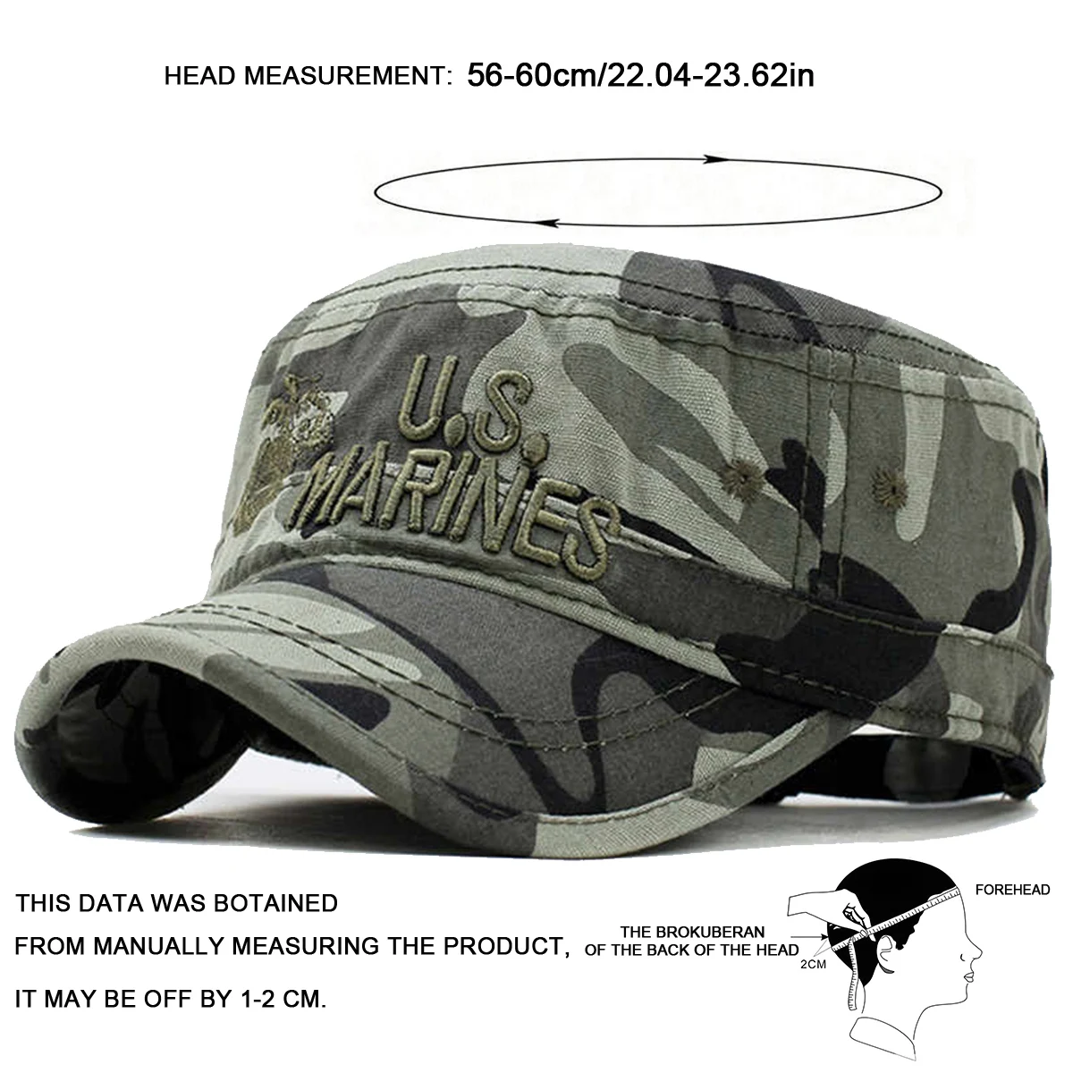 Casquette militaire brodée lettre US MARINES pour hommes, chapeaux décontractés réglables, casquettes plates unisexes, printemps, automne, extérieur