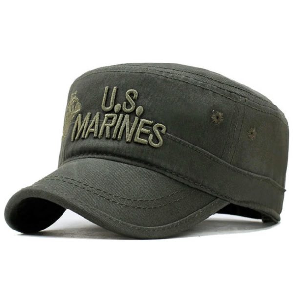 Casquette militaire brodée lettre US MARINES pour hommes, chapeaux décontractés réglables, casquettes plates unisexes, printemps, automne, extérieur – Image 3