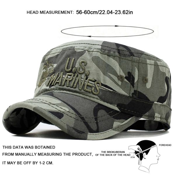 Casquette militaire brodée lettre US MARINES pour hommes, chapeaux décontractés réglables, casquettes plates unisexes, printemps, automne, extérieur – Image 6