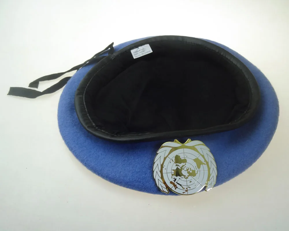 Casquette des forces de maintien de la paix des Nations Unies, chapeau militaire avec badge de l'ONU, épingle en métal Casquette des forces de maintien de la paix des Nations Unies, chapeau militaire avec badge de l'ONU, épingle en métal