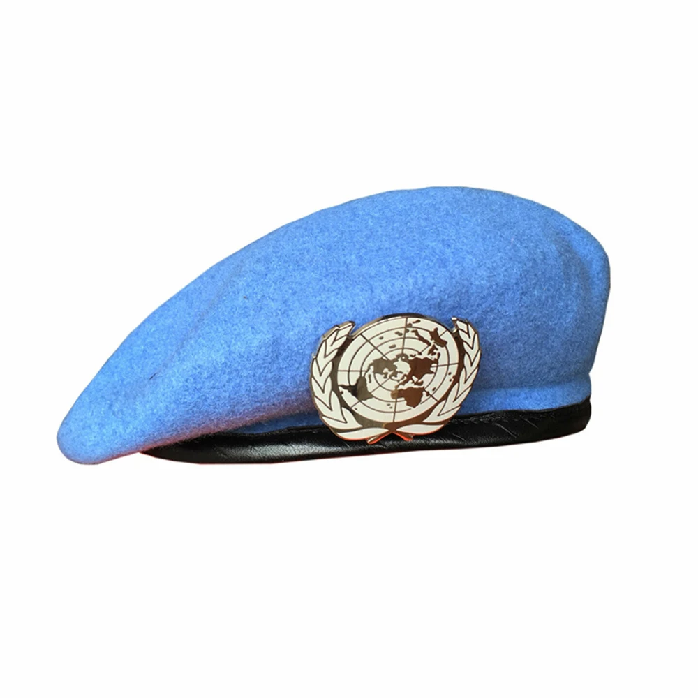 Casquette des forces de maintien de la paix des Nations Unies, chapeau militaire avec badge de l'ONU, épingle en métal Casquette des forces de maintien de la paix des Nations Unies, chapeau militaire avec badge de l'ONU, épingle en métal