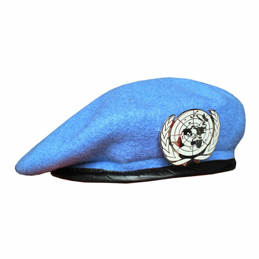Casquette des forces de maintien de la paix des Nations Unies, chapeau militaire avec badge de l'ONU, épingle en métal Casquette des forces de maintien de la paix des Nations Unies, chapeau militaire avec badge de l'ONU, épingle en métal