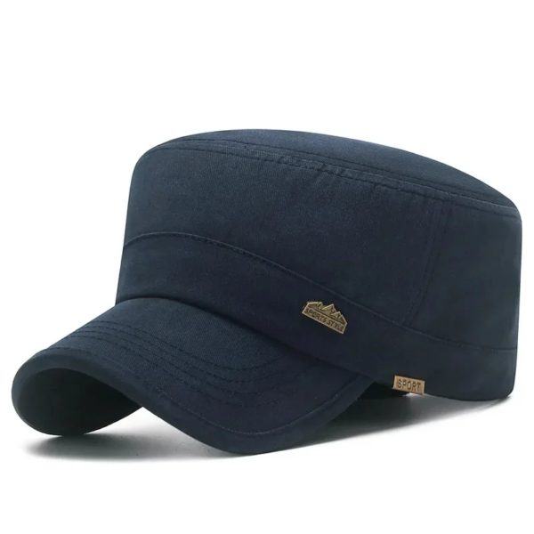 Casquette militaire unisexe en coton sergé, chapeau plat pour hommes, sports de plein air d'été, papa, respirant, uni, document – Image 5