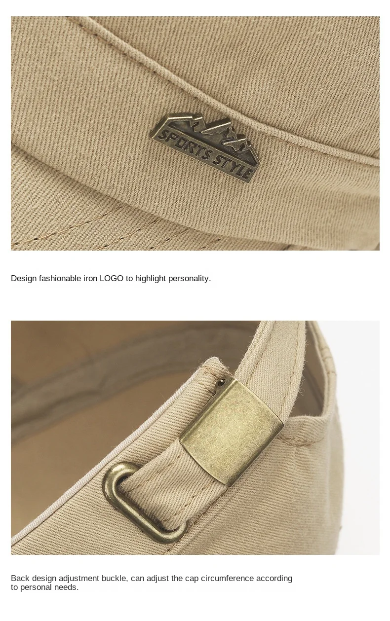 Casquette militaire unisexe en coton sergé, chapeau plat pour hommes, sports de plein air d'été, papa, respirant, uni, document