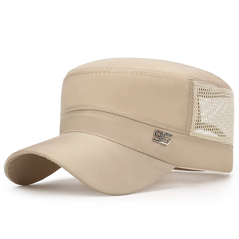 Casquette militaire plate pour hommes, chapeau d'opérabilité pour hommes, pare-soleil extérieur, chapeau en maille, printemps, été