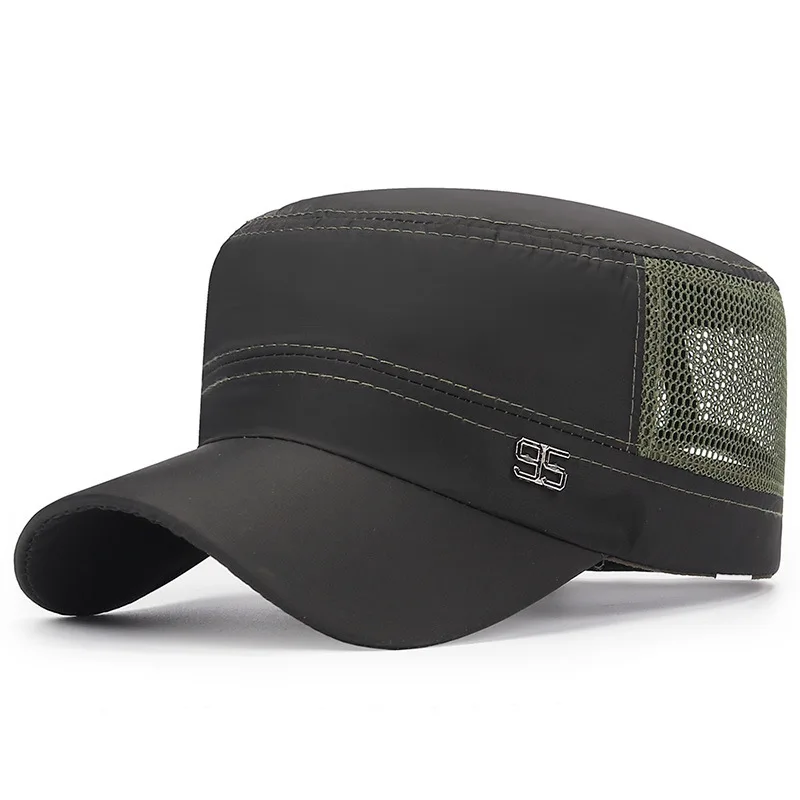 Casquette militaire plate pour hommes, chapeau d'opérabilité pour hommes, pare-soleil extérieur, chapeau en maille, printemps, été