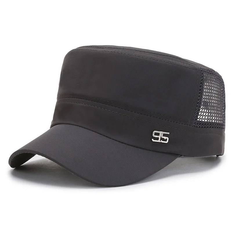 Casquette militaire plate pour hommes, chapeau d'opérabilité pour hommes, pare-soleil extérieur, chapeau en maille, printemps, été