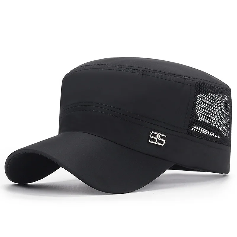 Casquette militaire plate pour hommes, chapeau d'opérabilité pour hommes, pare-soleil extérieur, chapeau en maille, printemps, été