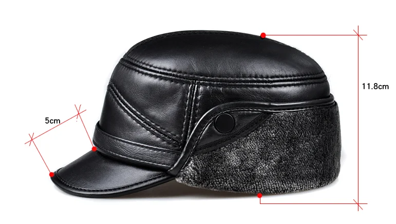 Chapeau militaire en cuir de mouton véritable pour hommes et femmes, optique d'hiver, chaud, cache-oreilles, casquette plate, chapeaux en velours, mode