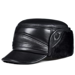 Chapeau militaire en cuir de mouton véritable pour hommes et femmes, optique d'hiver, chaud, cache-oreilles, casquette plate, chapeaux en velours, mode
