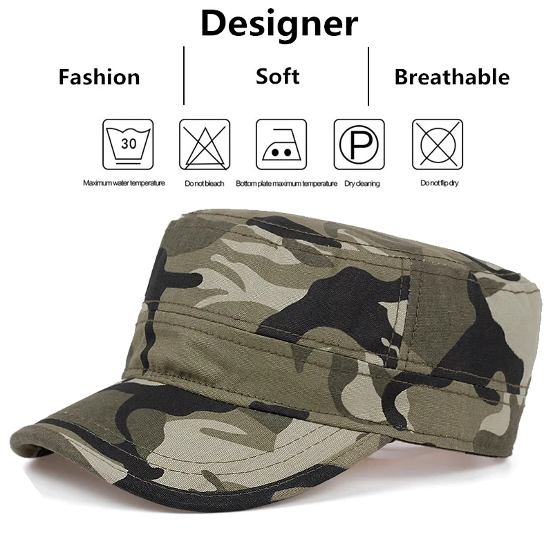 Casquettes de baseball plates unisexes pour hommes, chapeaux de marin, haut plat, plaque légère, série CamSolomon, capitaine militaire, printemps, automne