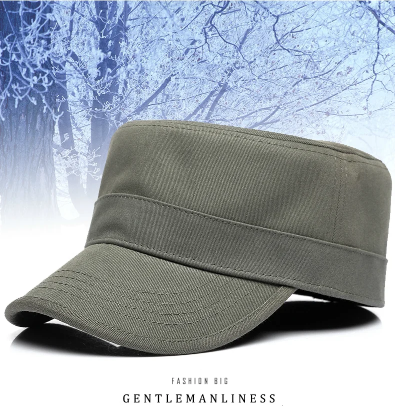 Casquette de baseball en coton pour adultes, casquette militaire rigide à dos fermé, grande tête, casquette militaire plate, 56cm 58cm 60cm