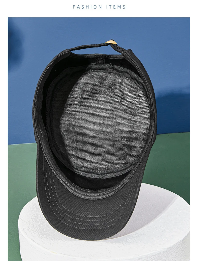 Casquette de soleil décontractée en pur coton pour homme, chapeau plat pour papa, chapeaux militaires de l'armée pour femme, casquettes de baseball, grande taille, 55-60cm, 60-65cm