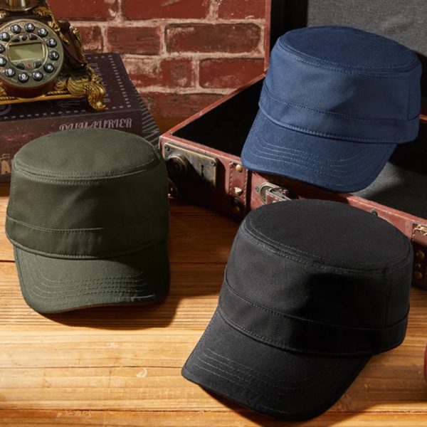 Casquette de soleil décontractée en pur coton pour homme, chapeau plat pour papa, chapeaux militaires de l'armée pour femme, casquettes de baseball, grande taille, 55-60cm, 60-65cm