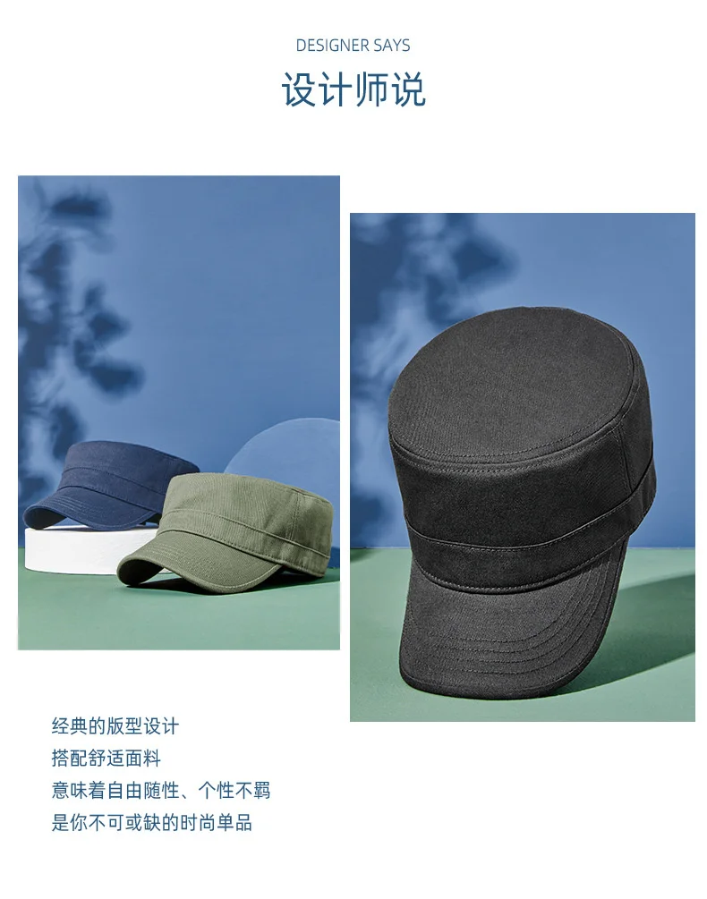 Casquette de soleil décontractée en pur coton pour homme, chapeau plat pour papa, chapeaux militaires de l'armée pour femme, casquettes de baseball, grande taille, 55-60cm, 60-65cm