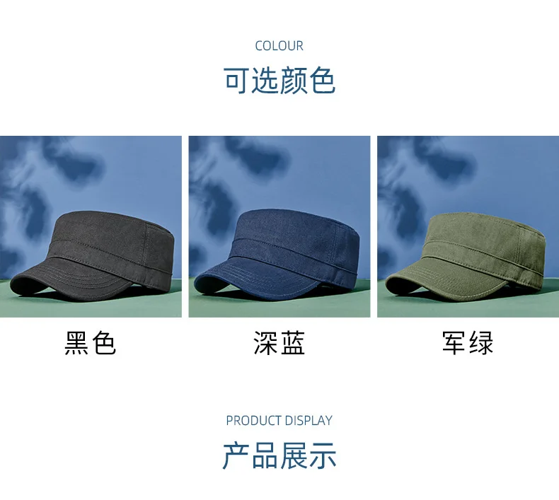 Casquette de soleil décontractée en pur coton pour homme, chapeau plat pour papa, chapeaux militaires de l'armée pour femme, casquettes de baseball, grande taille, 55-60cm, 60-65cm