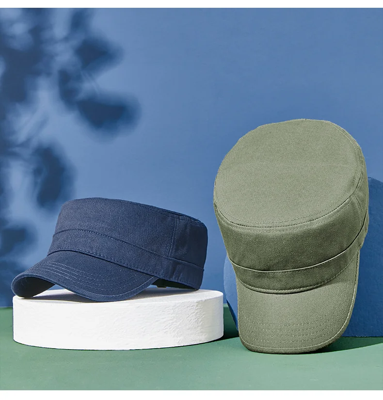 Casquette de soleil décontractée en pur coton pour homme, chapeau plat pour papa, chapeaux militaires de l'armée pour femme, casquettes de baseball, grande taille, 55-60cm, 60-65cm