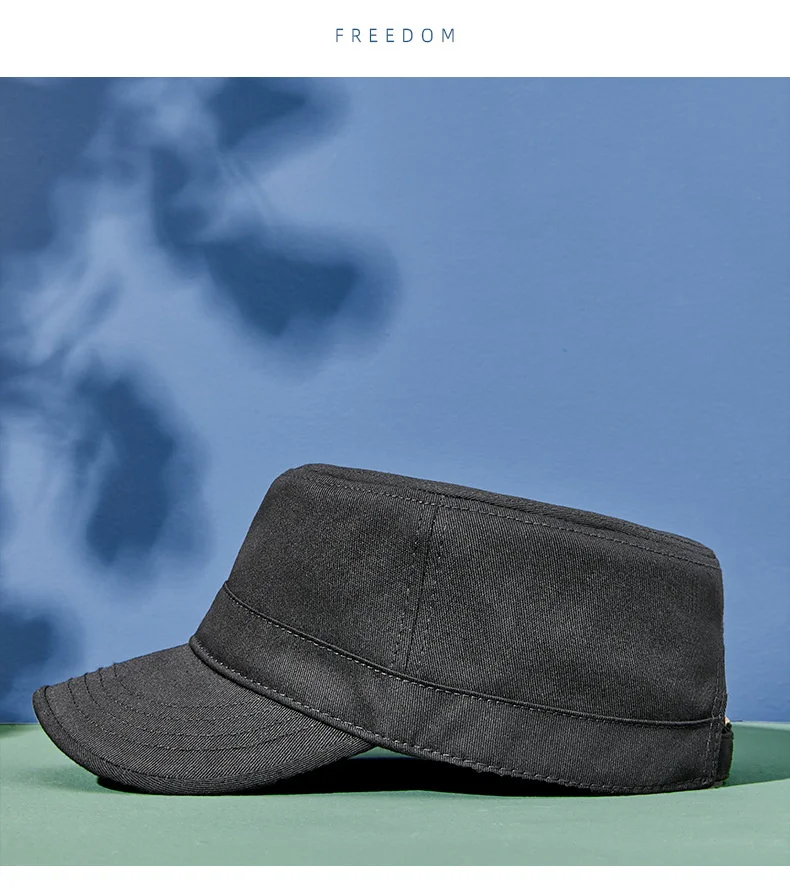 Casquette de soleil décontractée en pur coton pour homme, chapeau plat pour papa, chapeaux militaires de l'armée pour femme, casquettes de baseball, grande taille, 55-60cm, 60-65cm