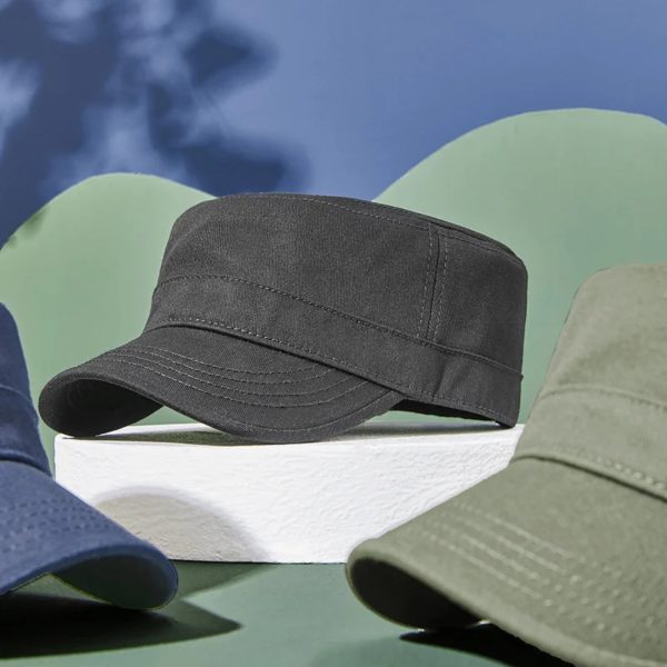 Casquette de soleil décontractée en pur coton pour homme, chapeau plat pour papa, chapeaux militaires de l'armée pour femme, casquettes de baseball, grande taille, 55-60cm, 60-65cm – Image 5