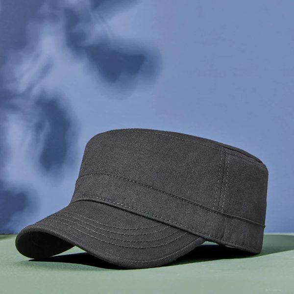 Casquette de soleil décontractée en pur coton pour homme, chapeau plat pour papa, chapeaux militaires de l'armée pour femme, casquettes de baseball, grande taille, 55-60cm, 60-65cm – Image 2