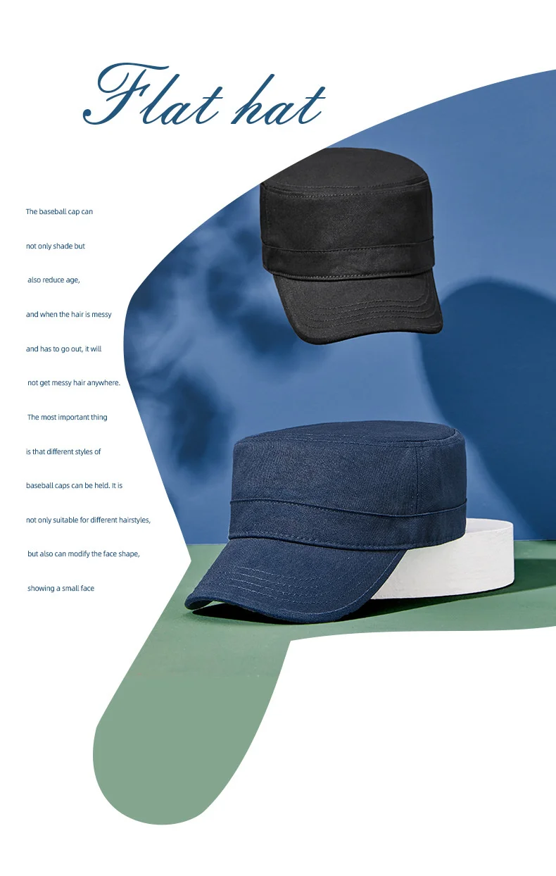 Casquette de soleil décontractée en pur coton pour homme, chapeau plat pour papa, chapeaux militaires de l'armée pour femme, casquettes de baseball, grande taille, 55-60cm, 60-65cm