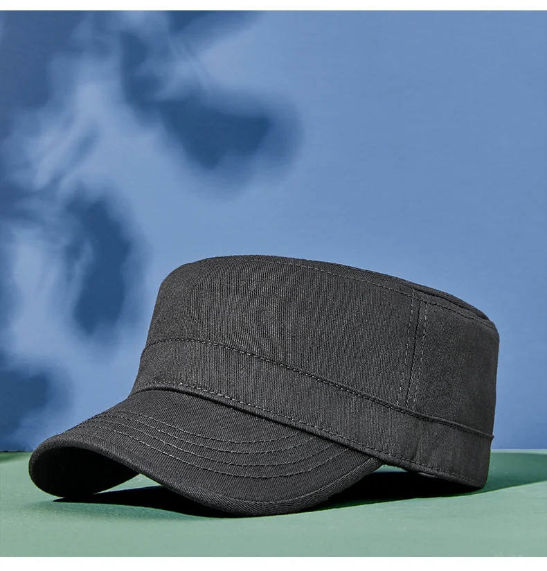 Casquette de soleil décontractée en pur coton pour homme, chapeau plat pour papa, chapeaux militaires de l'armée pour femme, casquettes de baseball, grande taille, 55-60cm, 60-65cm