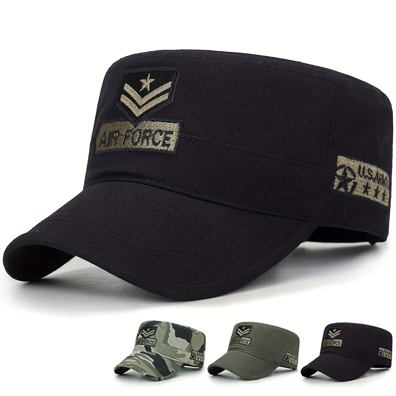 Casquette de baseball unisexe avec flèche Air Force brodée, chapeaux de marin pour hommes, dessus plat, casquette militaire de capitaine, printemps et automne
