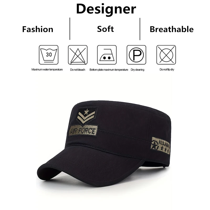 Casquette de baseball unisexe avec flèche Air Force brodée, chapeaux de marin pour hommes, dessus plat, casquette militaire de capitaine, printemps et automne
