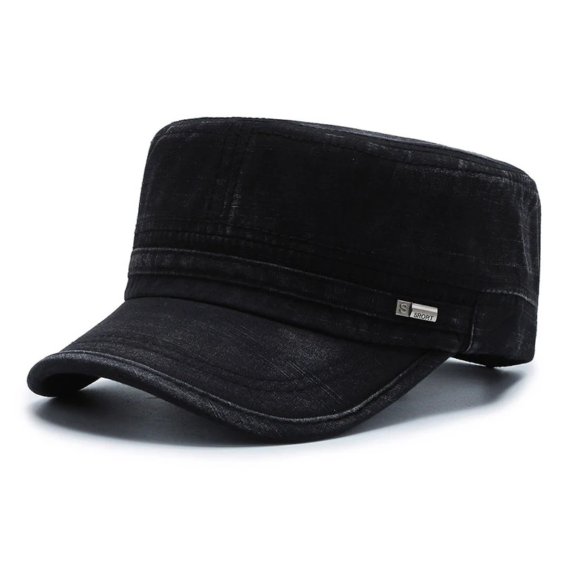 Chapeaux militaires en coton lavé pour hommes et femmes, casquettes Cambat de style cadet, casquette plate réglable, chapeau de soleil printemps et été, nouveau, 2023