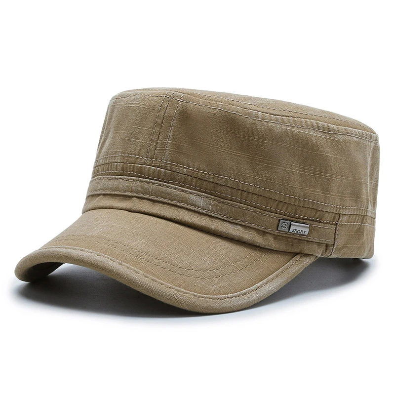 Chapeaux militaires en coton lavé pour hommes et femmes, casquettes Cambat de style cadet, casquette plate réglable, chapeau de soleil printemps et été, nouveau, 2023