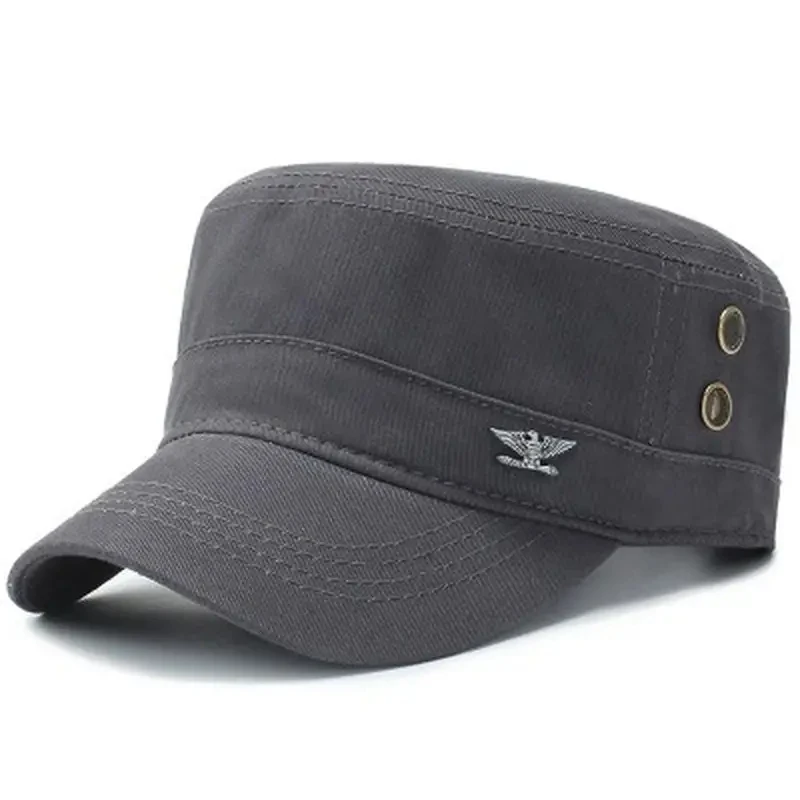 Casquette militaire en coton pour hommes, casquettes de printemps et d'automne, chapeau de l'armée à dessus plat, chapeaux de sport et de loisirs
