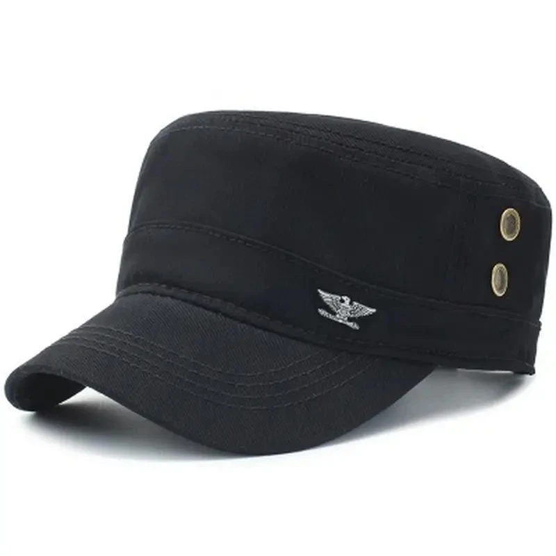 Casquette militaire en coton pour hommes, casquettes de printemps et d'automne, chapeau de l'armée à dessus plat, chapeaux de sport et de loisirs