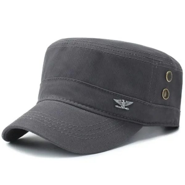 Casquette militaire en coton pour hommes, casquettes de printemps et d'automne, chapeau de l'armée à dessus plat, chapeaux de sport et de loisirs – Image 3