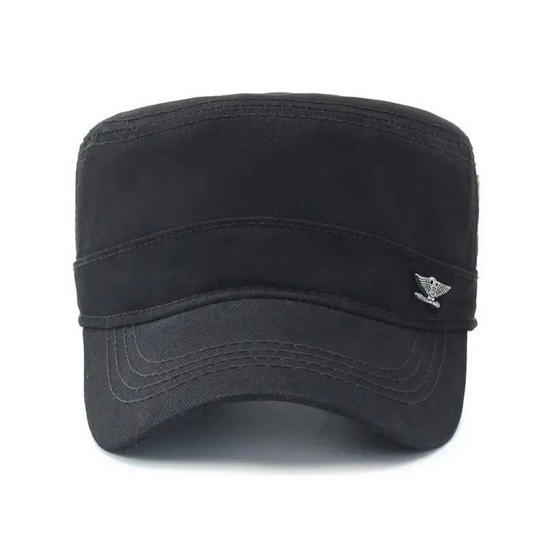 Casquette militaire en coton pour hommes, casquettes de printemps et d'automne, chapeau de l'armée à dessus plat, chapeaux de sport et de loisirs