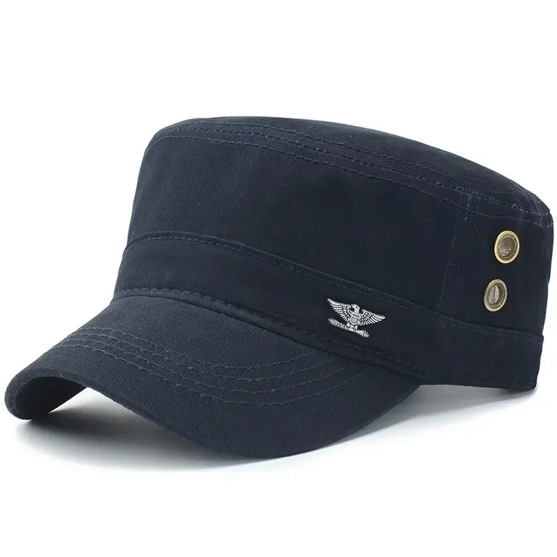 Casquette militaire en coton pour hommes, casquettes de printemps et d'automne, chapeau de l'armée à dessus plat, chapeaux de sport et de loisirs