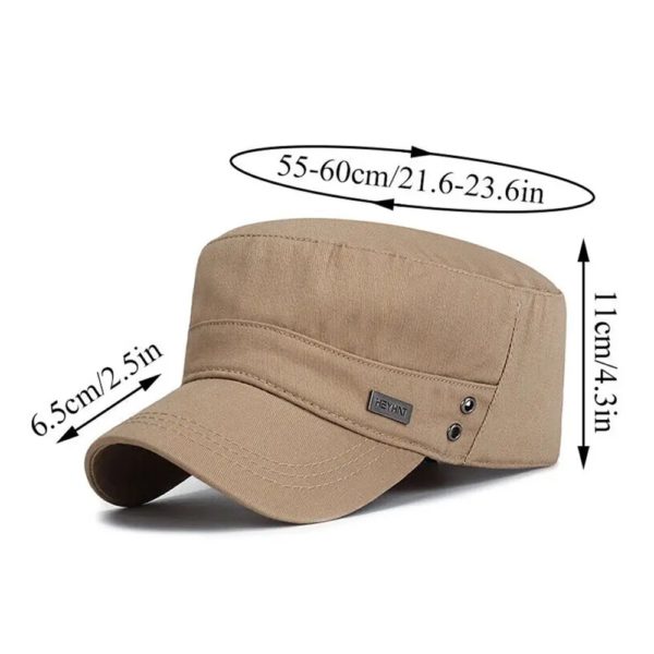 Casquette de baseball unisexe en coton pour hommes, chapeau de l'armée, chapeau de cadet militaire, respirant, saut, pêche, plat, réglable – Image 5