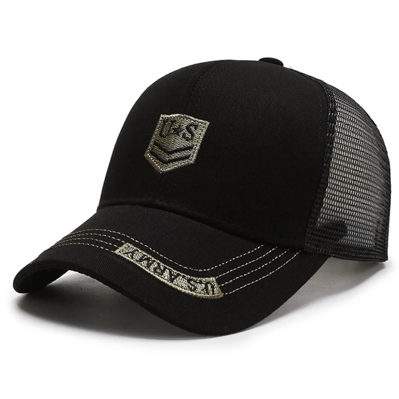 Chapeau de soleil en maille respirante avec lettre brodée pour hommes, casquette CamSolomon, visière, cool, sports de plein air, visière, protection UV, été
