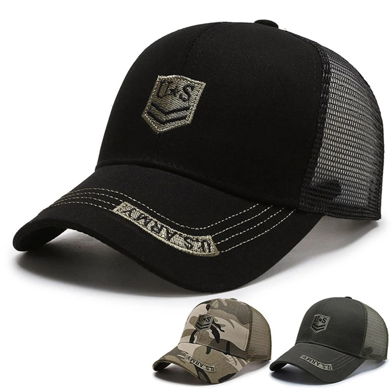Chapeau de soleil en maille respirante avec lettre brodée pour hommes, casquette CamSolomon, visière, cool, sports de plein air, visière, protection UV, été