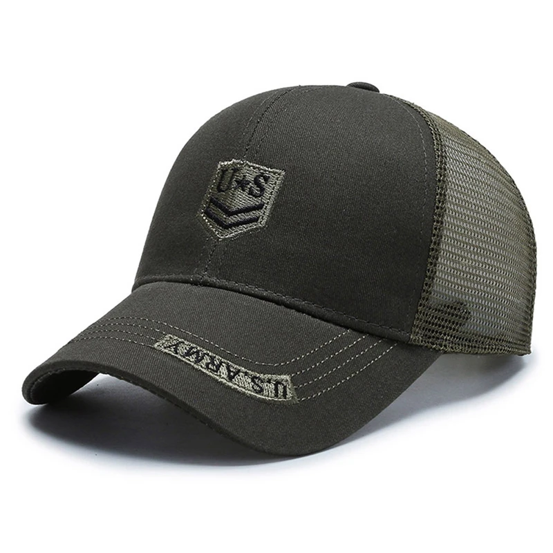 Chapeau de soleil en maille respirante avec lettre brodée pour hommes, casquette CamSolomon, visière, cool, sports de plein air, visière, protection UV, été