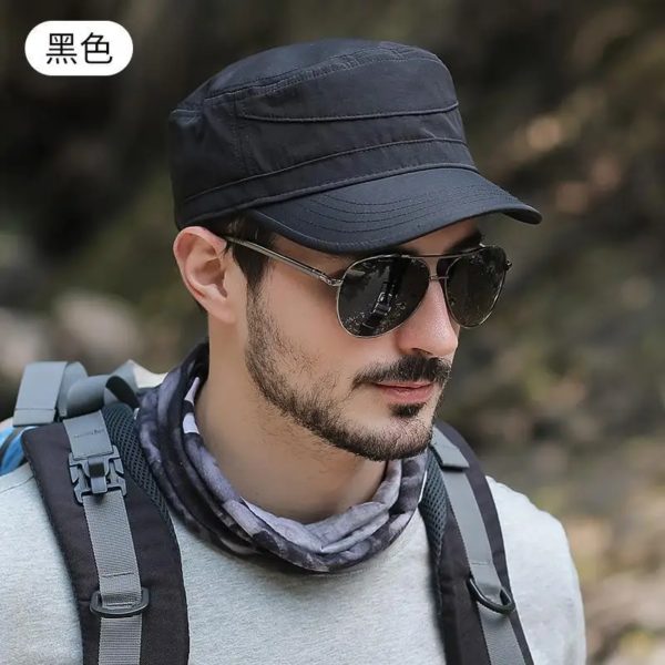 Chapeau militaire Sports de plein air pour hommes Casquettes à visière Adjustable55-60cm d'été Document solide Chapeaux de camionneur Protection solaire de printemps Casquette solaire – Image 6