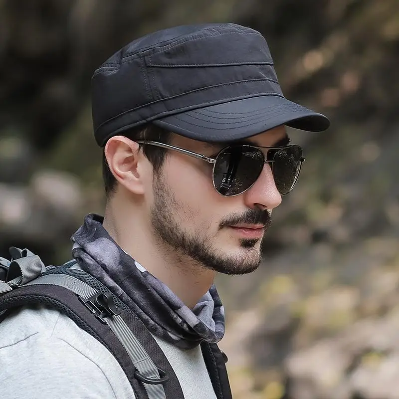 Chapeau militaire Sports de plein air pour hommes Casquettes à visière Adjustable55-60cm d'été Document solide Chapeaux de camionneur Protection solaire de printemps Casquette solaire Chapeau militaire Sports de plein air pour hommes Casquettes à visière Adjustable55-60cm d'été Document solide Chapeaux de camionneur Protection solaire de printemps Casquette solaire