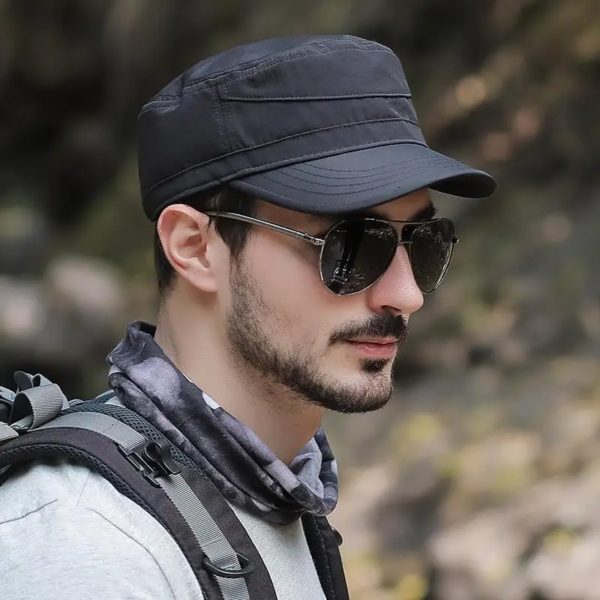Chapeau militaire Sports de plein air pour hommes Casquettes à visière Adjustable55-60cm d'été Document solide Chapeaux de camionneur Protection solaire de printemps Casquette solaire