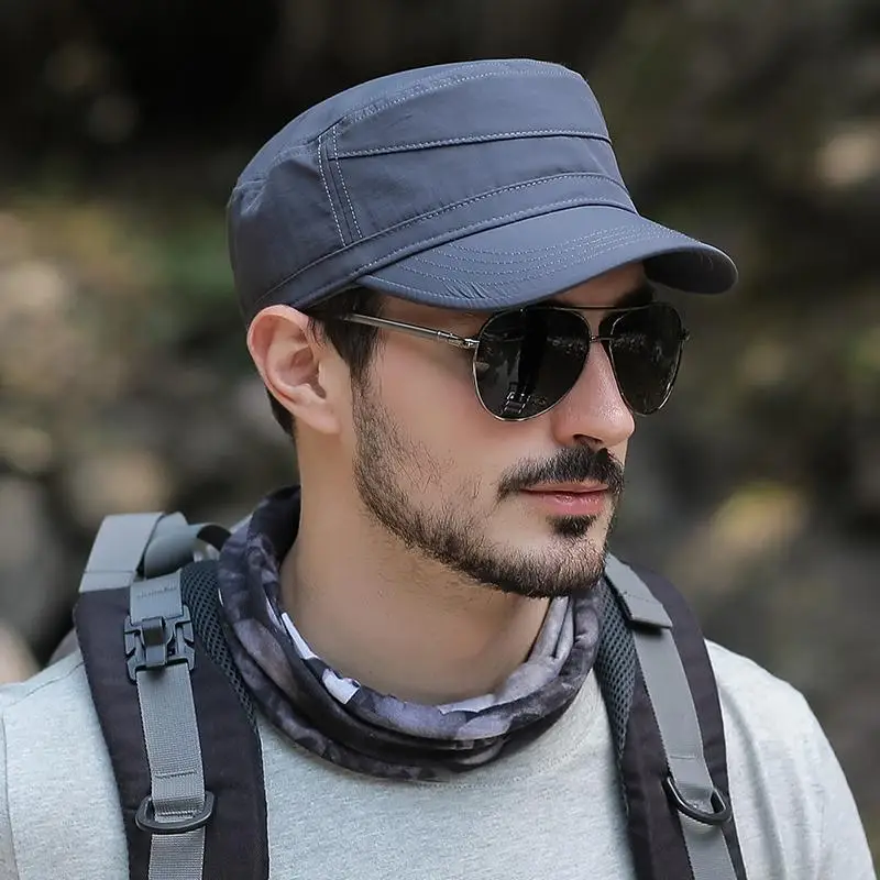 Chapeau militaire Sports de plein air pour hommes Casquettes à visière Adjustable55-60cm d'été Document solide Chapeaux de camionneur Protection solaire de printemps Casquette solaire Chapeau militaire Sports de plein air pour hommes Casquettes à visière Adjustable55-60cm d'été Document solide Chapeaux de camionneur Protection solaire de printemps Casquette solaire